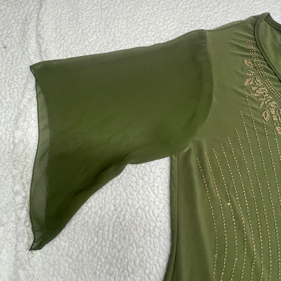 Women’s 3X-Large Fabiola Green Sequins Pattern Top - Picture 6 of 13